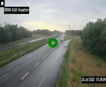 Webcam autoroute A150 à hauteur de La Vaupalière en périphérie de Rouen. Vue orientée vers Rouen