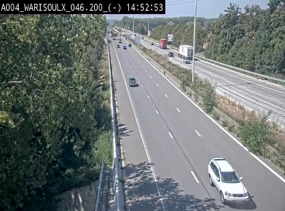 Webcam sur l'E411 à proximité de la jonction avec l'E42 à Warisoulx. Vue orientée vers le nord