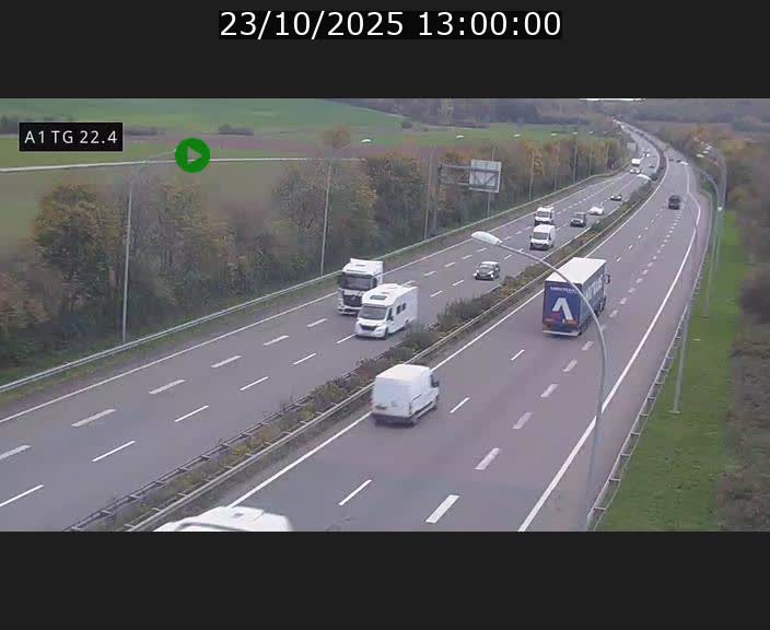 Traffic live webcam Luxembourg Flaxweiler - A1 direction Luxembourg - BK 22.4