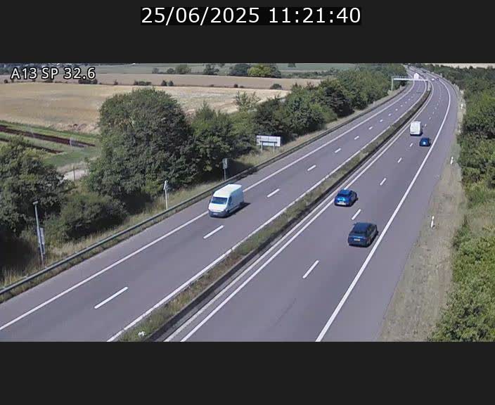 Webcam info trafic A13 à hauteur de Mondorf-les-bains. Vue orientée vers Altwies