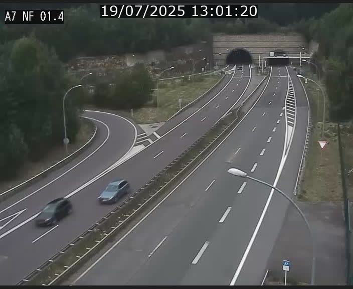 Caméra autoroute Luxembourg A7 - Echangeur Waldhaff - direction Tunnel Stafelter