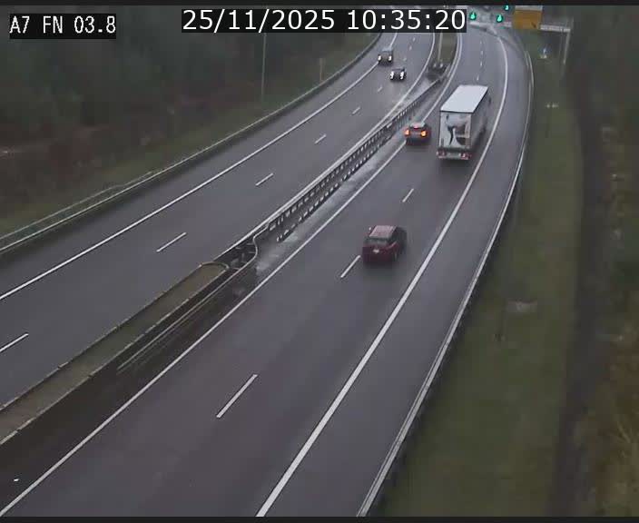 Caméra autoroute Luxembourg A7 - Passage à gibier Rëngelbour - direction Tunnel Stafelter