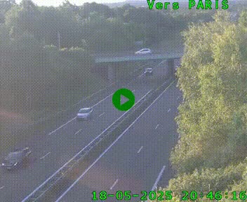 Caméra routière sur l'autoroute A20 au nord de Limoges, à la jonction avec la N520. Vue orientée vers Paris