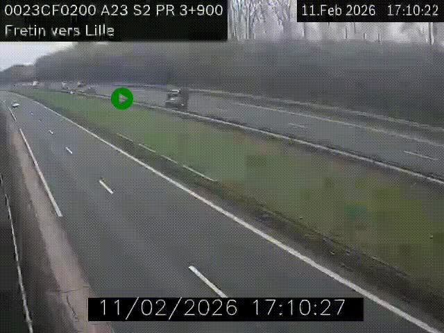 Webcam autoroute A23 à hauteur de Fretin. Vue orientée vers Lille