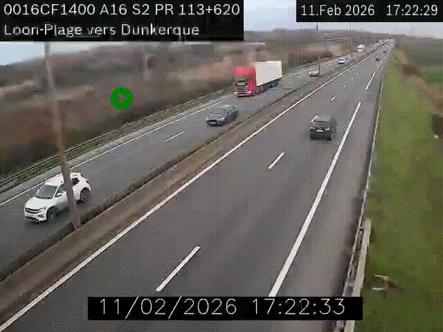 Webcam autoroute A16 à hauteur de Loon-Plage. Vue orientée vers Dunkerque et la Belgique.