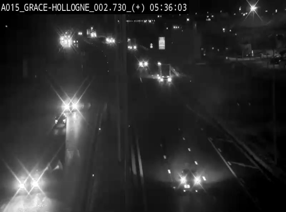 Webcam E42/A15 à Grâce-Hollogne, à proximité de la jonction avec l'A604. Vue orientée vers Namur