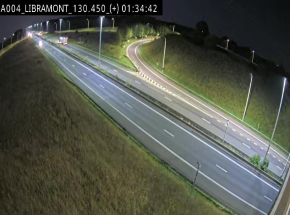 Webcam à Libramont sur l'E411 à la jonction avec la N89 menant vers Bouillon et la France. Vue orientée vers Arlon