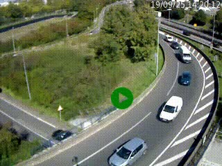 Caméra autoroute à la jonction entre l'A7 et la D301 (Boulevard urbain Sud de Lyon) à Feyzin, au sud de Lyon. Vue orientée vers Mions