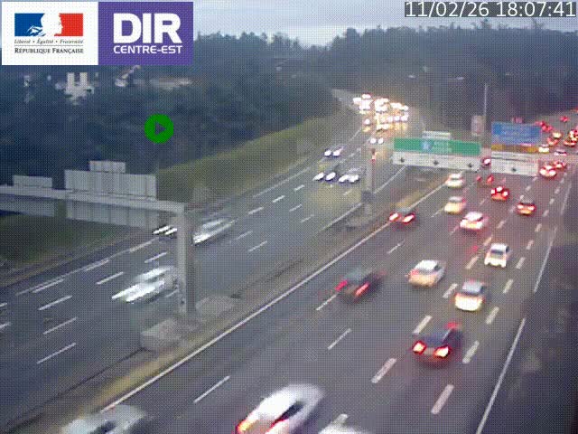 Caméra de circulation routière sur le boulevard périphérique Laurent Bonnevay de Lyon (D383) à hauteur de Bron, avant la jonction avec l'A43. Vue orientée vers l'échangeur