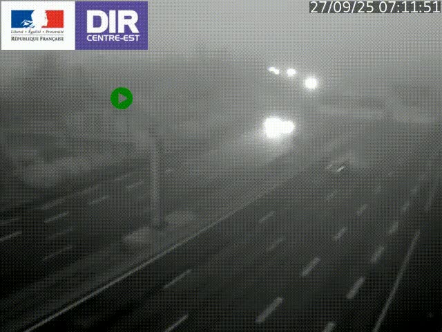 Caméra de circulation routière sur le boulevard périphérique Laurent Bonnevay de Lyon (D383) à hauteur de Bron, avant la jonction avec l'A43. Vue orientée vers l'échangeur