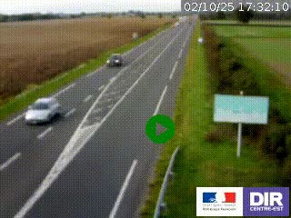 Webcam routière sur la RN7 à hauteur de Toulon-sur-Allier, entre Moulins et Vichy