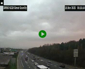 Webcam routière sur N338 à hauteur de Grand-Quevilly en périphérie de Rouen. Vue orientée vers Rouen