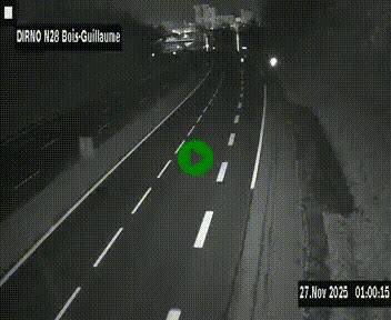 Webcam routière à hauteur de Bois-Guillaume en périphérie de Rouen. Vue orientée vers Rouen