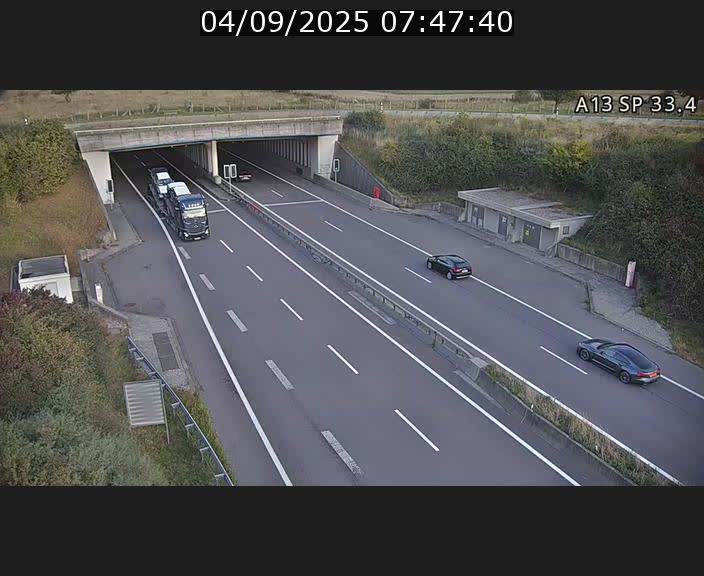 Webcam trafic sur A13 à hauteur d'Altwies en direction de Mondorf-les-bains et en provenance de l'Allemagne