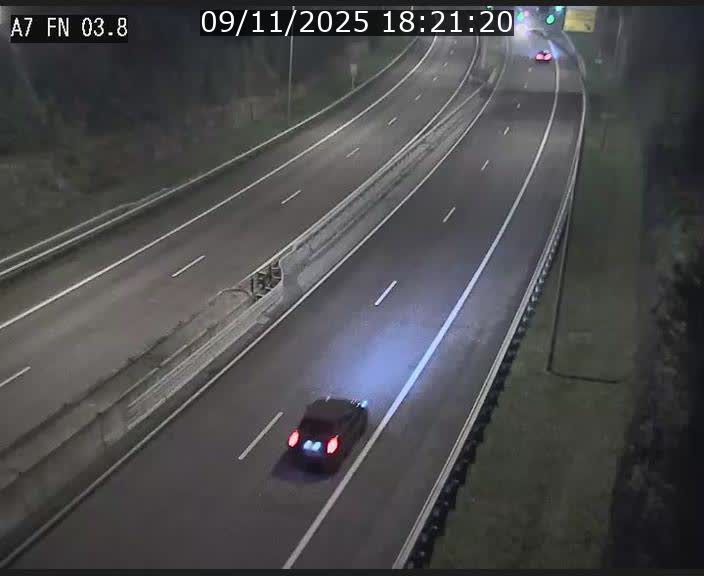 Caméra autoroute Luxembourg A7 - Passage à gibier Rëngelbour - direction Tunnel Stafelter