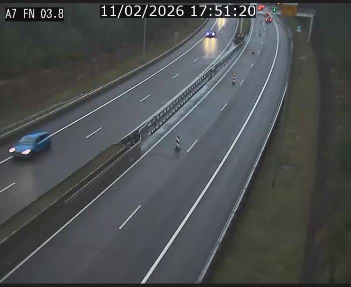 Caméra autoroute Luxembourg A7 - Passage à gibier Rëngelbour - direction Tunnel Stafelter