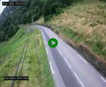 Webcam dans les Pyrénées Atlantique au niveau du col d'Urdos et du fort du Pourtalet sur la N134, en direction du Col et du tunnel du Somport, à 765 mètres d'altitude