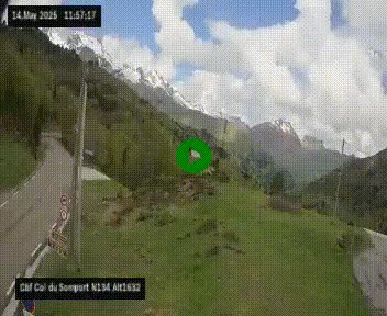 Webcam au col du Somport, côté français, sur la N134, dans les Pyrénées, en direction de l'Espagne, à 1632 mètres d'altitude