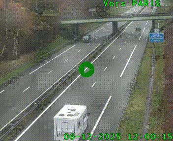 Caméra routière sur l'autoroute A20 au nord de Limoges, à la jonction avec la N520. Vue orientée vers Paris