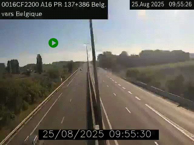Webcam à la frontière franco-belge au niveau de Bray-Dunes/De-Panne sur l'autoroute A16. Vue orientée vers la Belgique