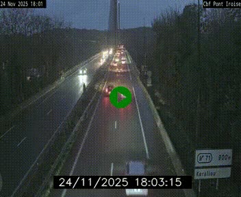 Webcam sur la N165 après le Pont de l'Iroise, à l'entrée de Brest