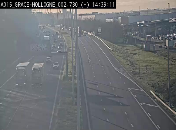 Webcam E42/A15 à Grâce-Hollogne, à proximité de la jonction avec l'A604. Vue orientée vers Namur