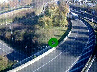 Caméra autoroute à la jonction entre l'A7 et la D301 (Boulevard urbain Sud de Lyon) à Feyzin, au sud de Lyon. Vue orientée vers Mions