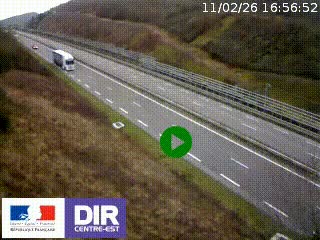 Webcam au niveau du col de Bois Clair à hauteur de Cluny sur la N79. Vue orientée vers Mâcon