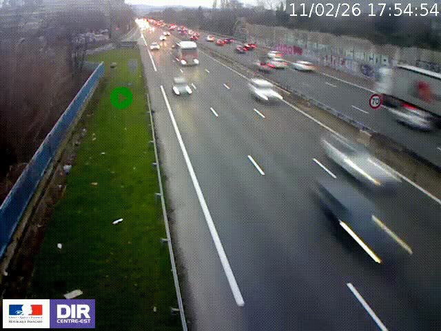 Webcam à Bron sur l'A43 à la jonction avec le boulevard périphérique de Lyon (D383). Vue orientée vers Lyon