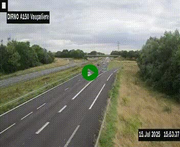Webcam autoroute A150 à hauteur de La Vaupalière en périphérie de Rouen. Vue orientée vers Rouen