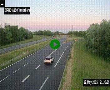 Webcam autoroute A150 à hauteur de La Vaupalière en périphérie de Rouen. Vue orientée vers Rouen