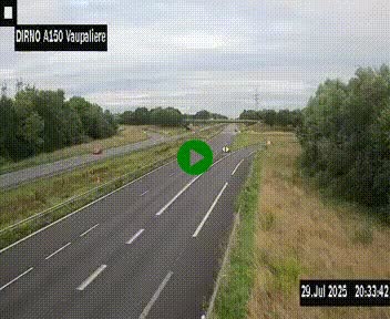 Webcam autoroute A150 à hauteur de La Vaupalière en périphérie de Rouen. Vue orientée vers Rouen