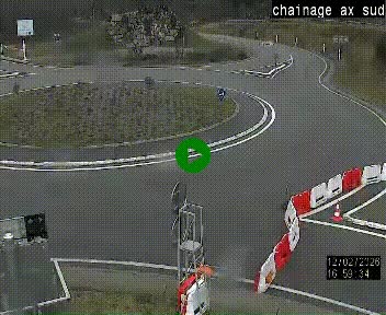 Webcam au nord d'Ax-les-Thermes au niveau de l'aire de chaînage de la N20. Vue orientée vers les Pyrénées, en direction de Pas de la Case