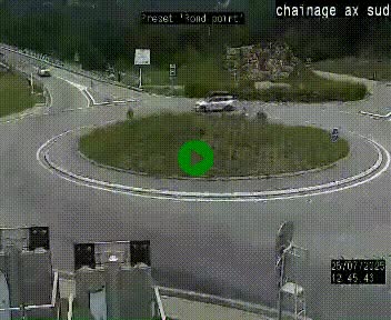 Webcam au nord d'Ax-les-Thermes au niveau de l'aire de chaînage de la N20. Vue orientée vers les Pyrénées, en direction de Pas de la Case