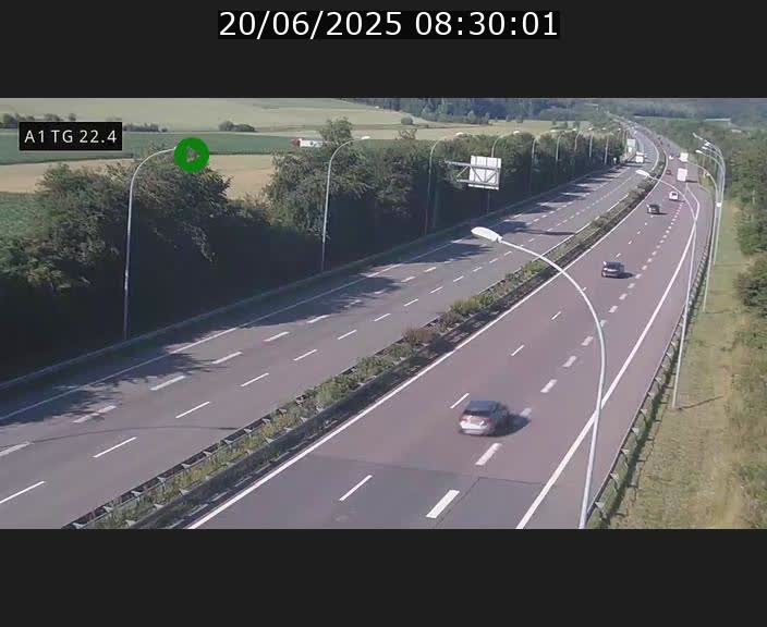 Traffic live webcam Luxembourg Flaxweiler - A1 direction Luxembourg - BK 22.4