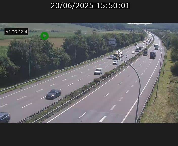 Traffic live webcam Luxembourg Flaxweiler - A1 direction Luxembourg - BK 22.4