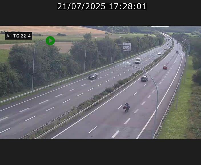 Traffic live webcam Luxembourg Flaxweiler - A1 direction Luxembourg - BK 22.4