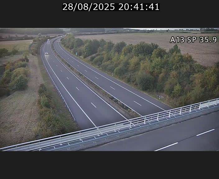 Webcam trafic sur A13 à l'entrée ouest du tunnel Markusbierg à Remerschen. Vue orientée vers Mondorf-les-Bains.