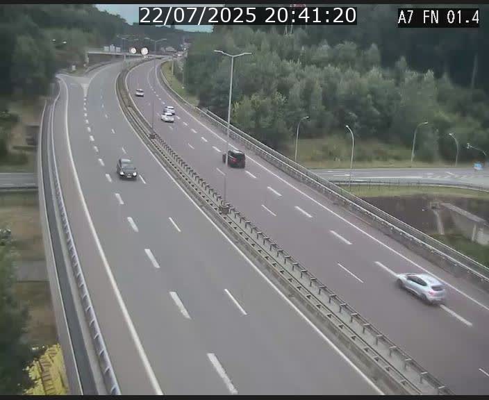 Caméra autoroute Luxembourg A7 - Tunnel Stafelter - direction Echangeur Grünewald