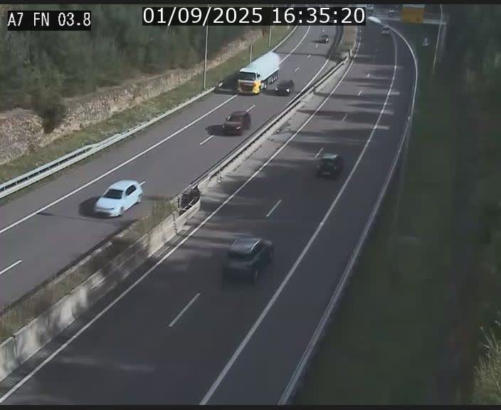 Caméra autoroute Luxembourg A7 - Passage à gibier Rëngelbour - direction Tunnel Stafelter