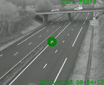 Caméra routière sur l'autoroute A20 au nord de Limoges, à la jonction avec la N520. Vue orientée vers Paris