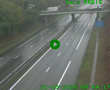 Caméra routière sur l'autoroute A20 au nord de Limoges, à la jonction avec la N520. Vue orientée vers Paris