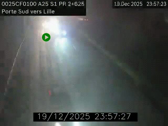 Webcam autoroute A25 sur le périphérique de Lille à hauteur de Lille-Sud et la sortie 3 Faches-Thumesnil. Vue orientée vers Lille-Centre.