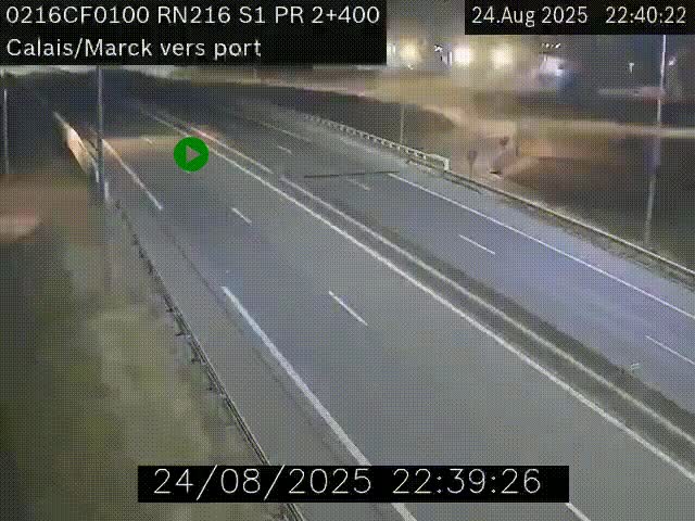Webcam à Calais sur A216 (N216) en direction du port (harbour) de Calais.