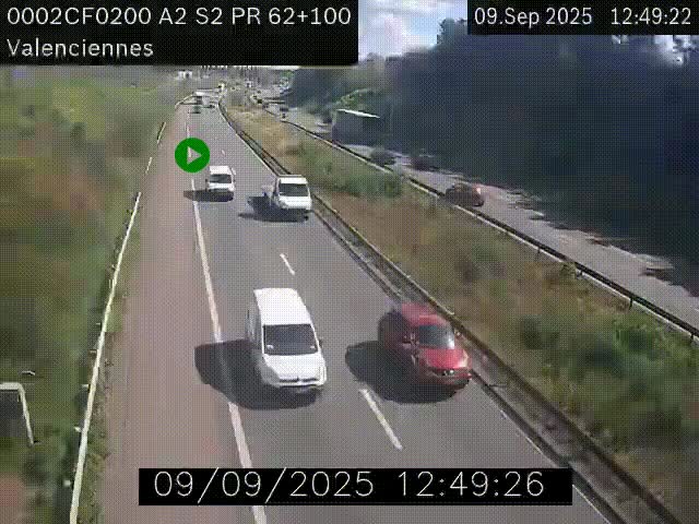 Webcam autoroute A2 à Valenciennes. Vue orientée vers Maubeuge et Mons (Belgique)