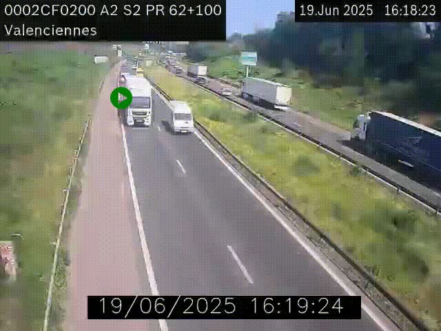 Webcam autoroute A2 à Valenciennes. Vue orientée vers Maubeuge et Mons (Belgique)