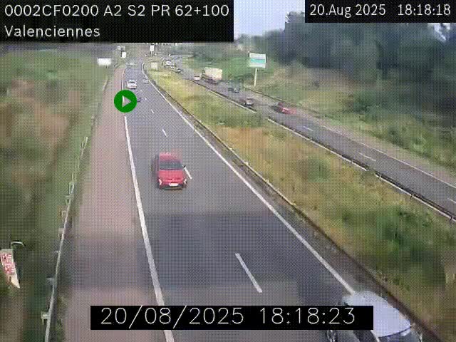 Webcam autoroute A2 à Valenciennes. Vue orientée vers Maubeuge et Mons (Belgique)