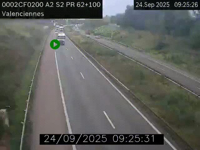 Webcam autoroute A2 à Valenciennes. Vue orientée vers Maubeuge et Mons (Belgique)
