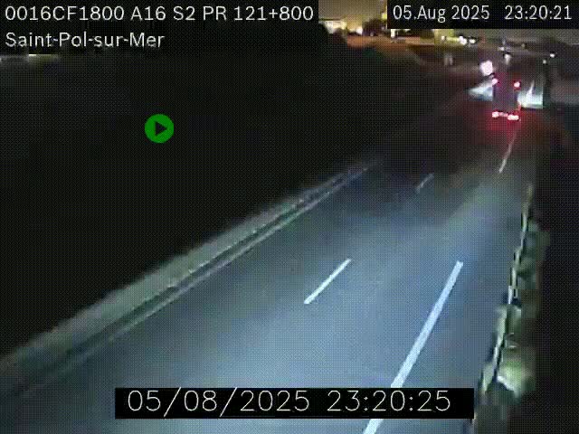 Webcam autoroute A16 à proximité de Dunkerque, à hauteur de la sortie Saint-Pol-sur-Mer. Vue orientée vers Calais