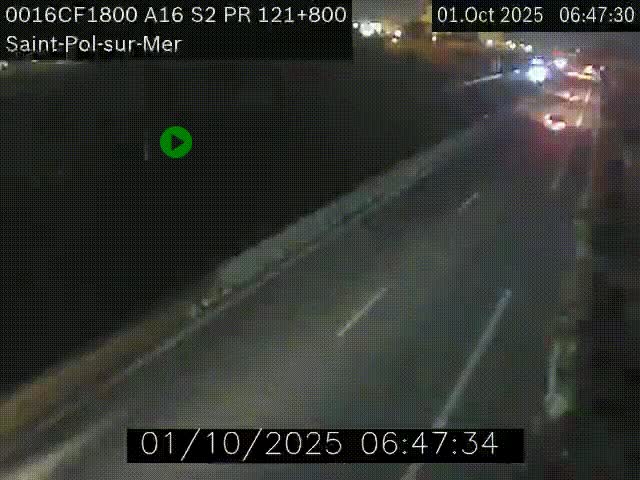 Webcam autoroute A16 à proximité de Dunkerque, à hauteur de la sortie Saint-Pol-sur-Mer. Vue orientée vers Calais